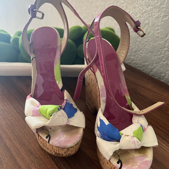 Jimmy Choo Multi-color Purple Gleam Printed Cork Sandals Size 36 - Picture 3 of 5